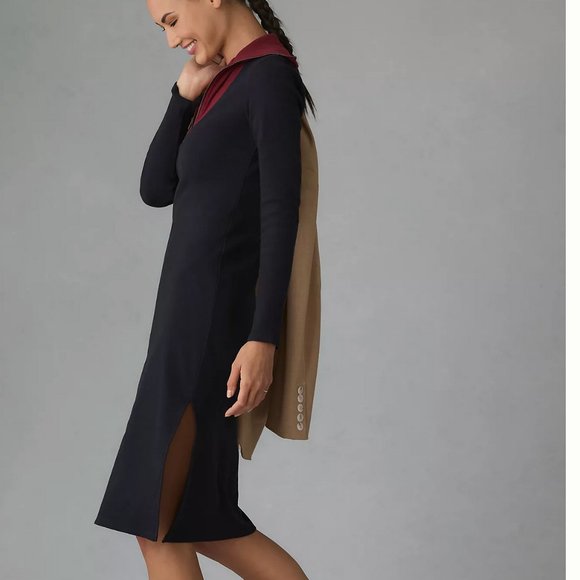 Daily Practice by Anthropologie Long-Sleeve Ribbed Midi Dress M $118 NWT - Picture 3 of 4